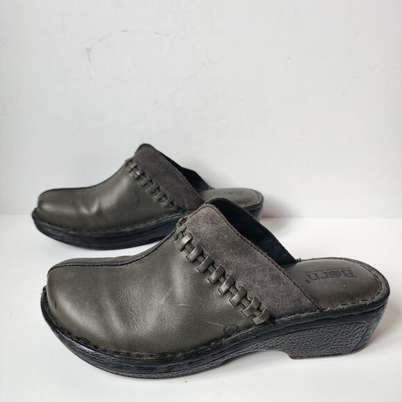 Born Ellendale Mules Womens Size 8-9 Gray Leather Sandals/Clog Slip On Shoes - Picture 3 of 9